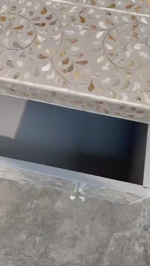 Mother of Pearl Inlay Chest of Drawers, MOP Inlay Dresser,MOP Sideboard,Mother of Pearl Inlay Furniture, Mother of Pearl Three Drawer Dresser