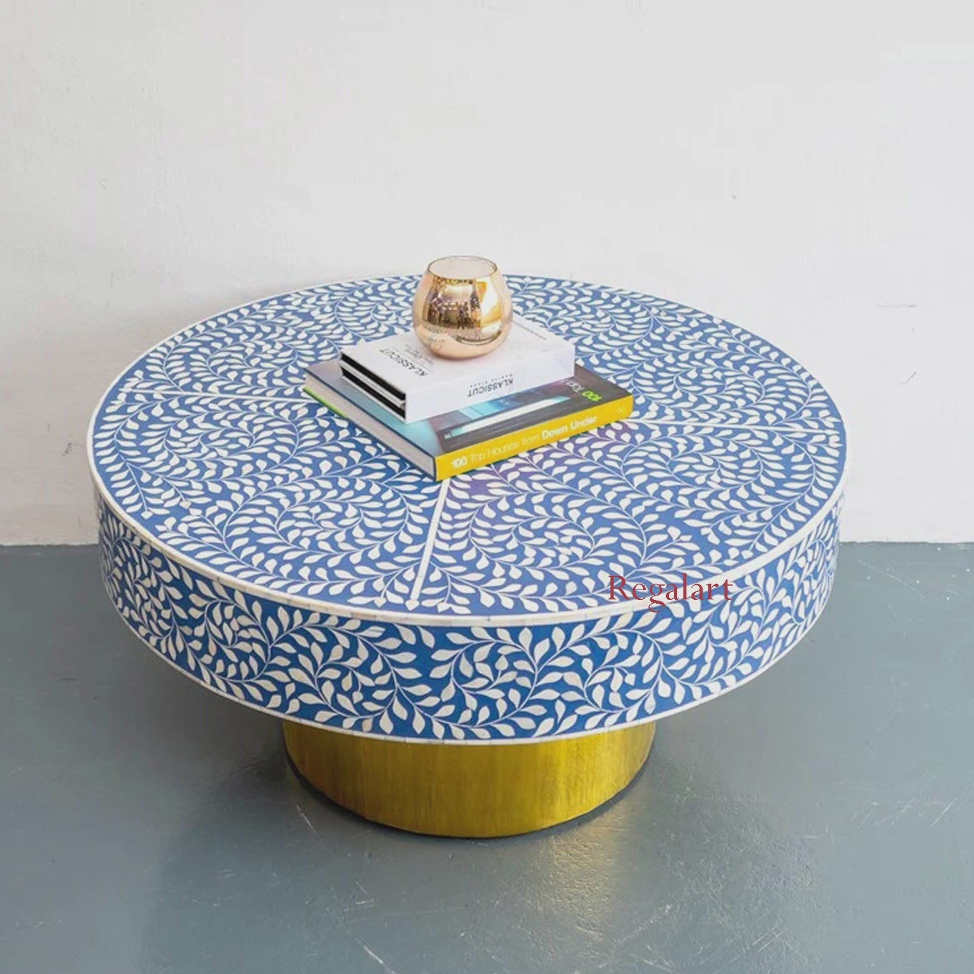 Bone Inlay Round coffee table floral pettan coffee table Home Decor