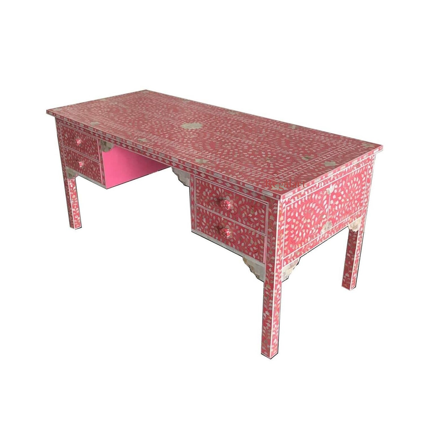 Mother of Pearl Work Desk Laptop Table Study Handmade Floral Pattern Drawer Desk Table Bedroom Decor Table