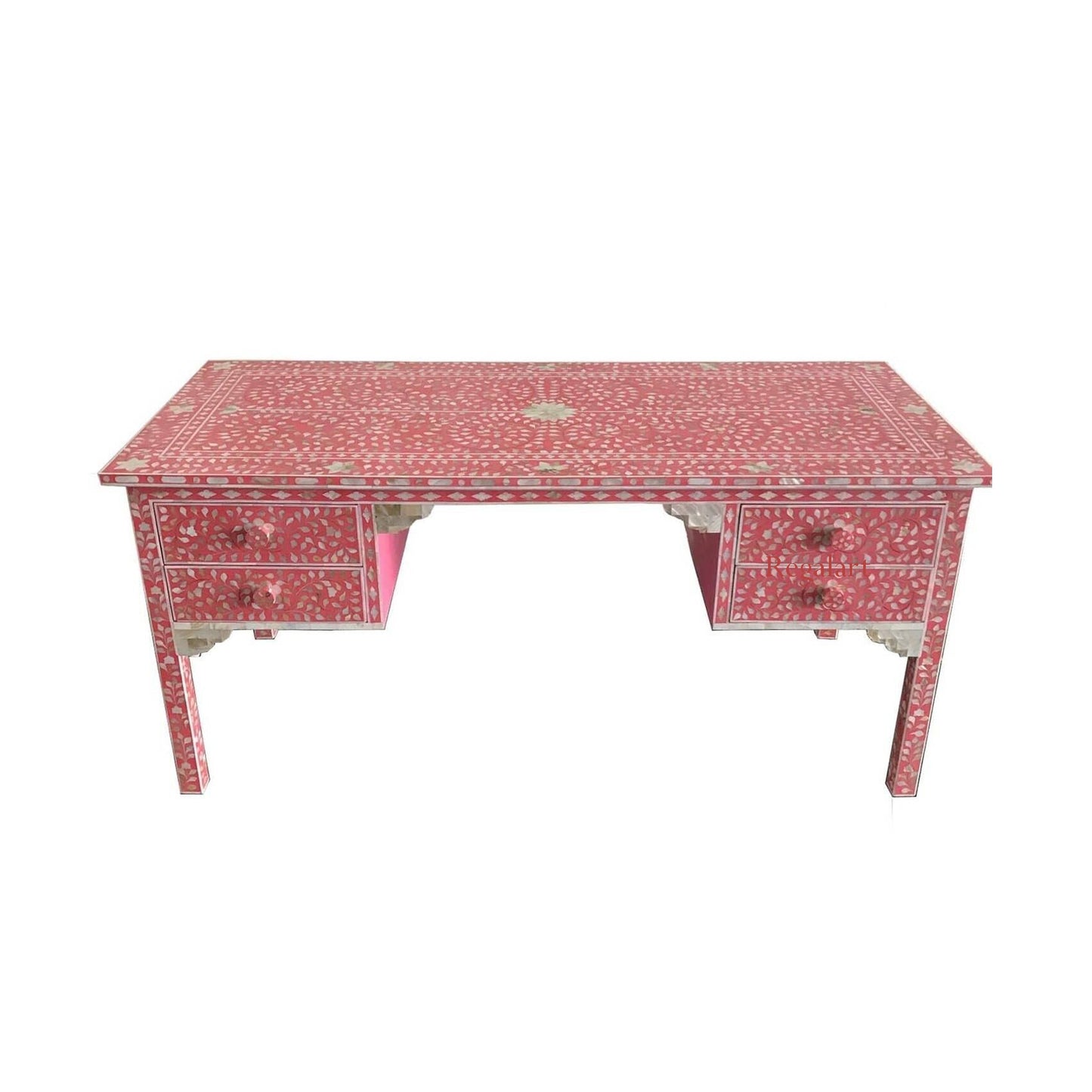 Mother of Pearl Work Desk Laptop Table Study Handmade Floral Pattern Drawer Desk Table Bedroom Decor Table
