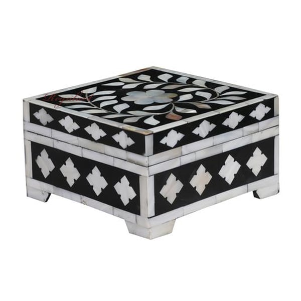 Mother of pearl Inlay Box Gift Jewelry Storage Vintage Art Christmas