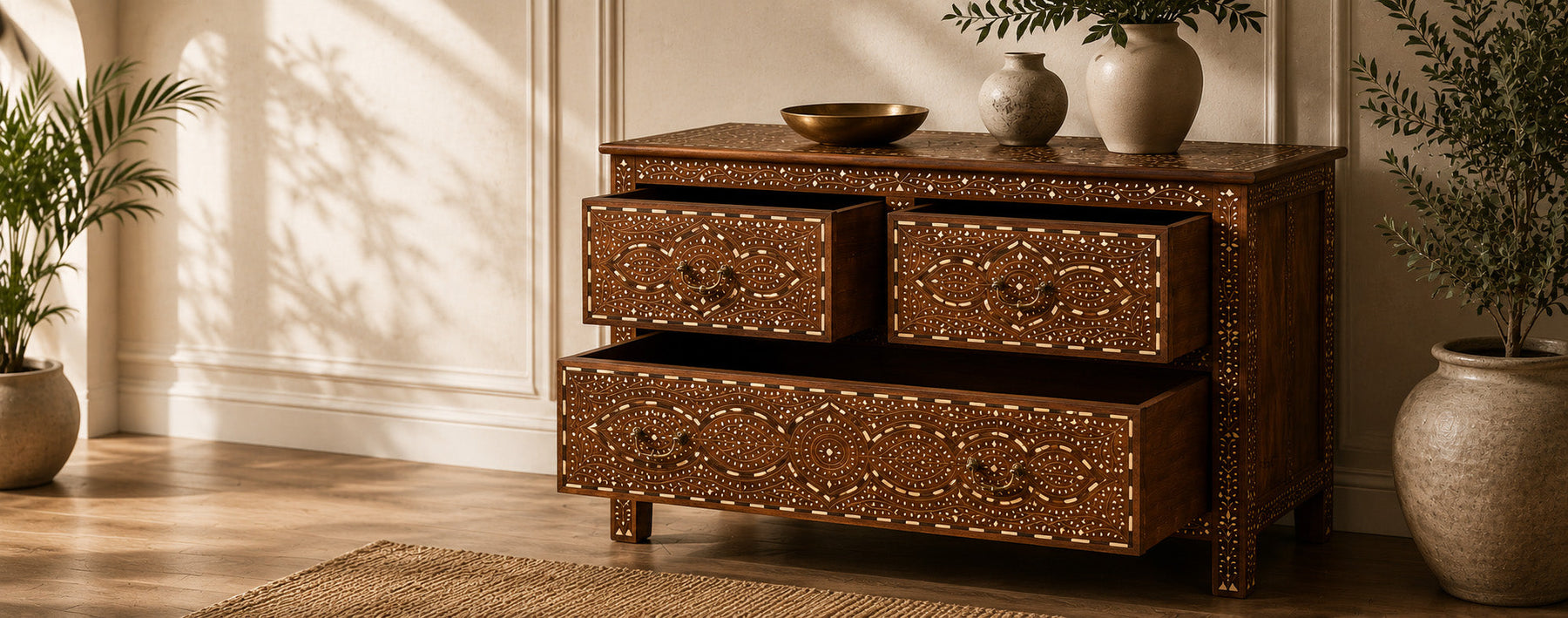 Bone Inlay Chest of Drawers