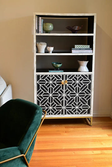 Bone Inlay Bookshelves