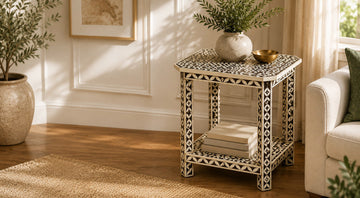 Bone Inlay Side Table/End Table