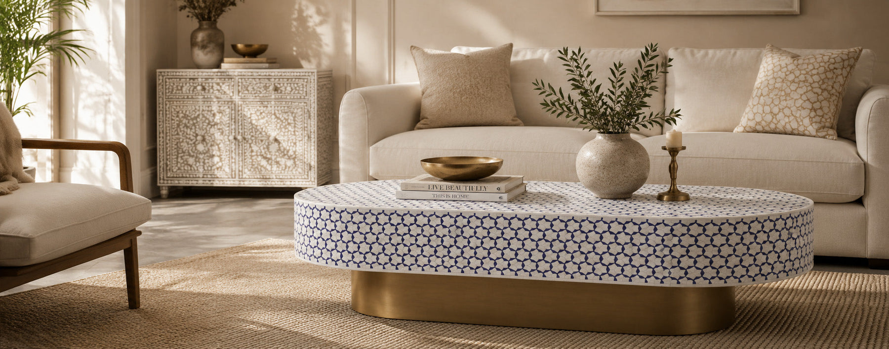 Bone Inlay Coffee Table