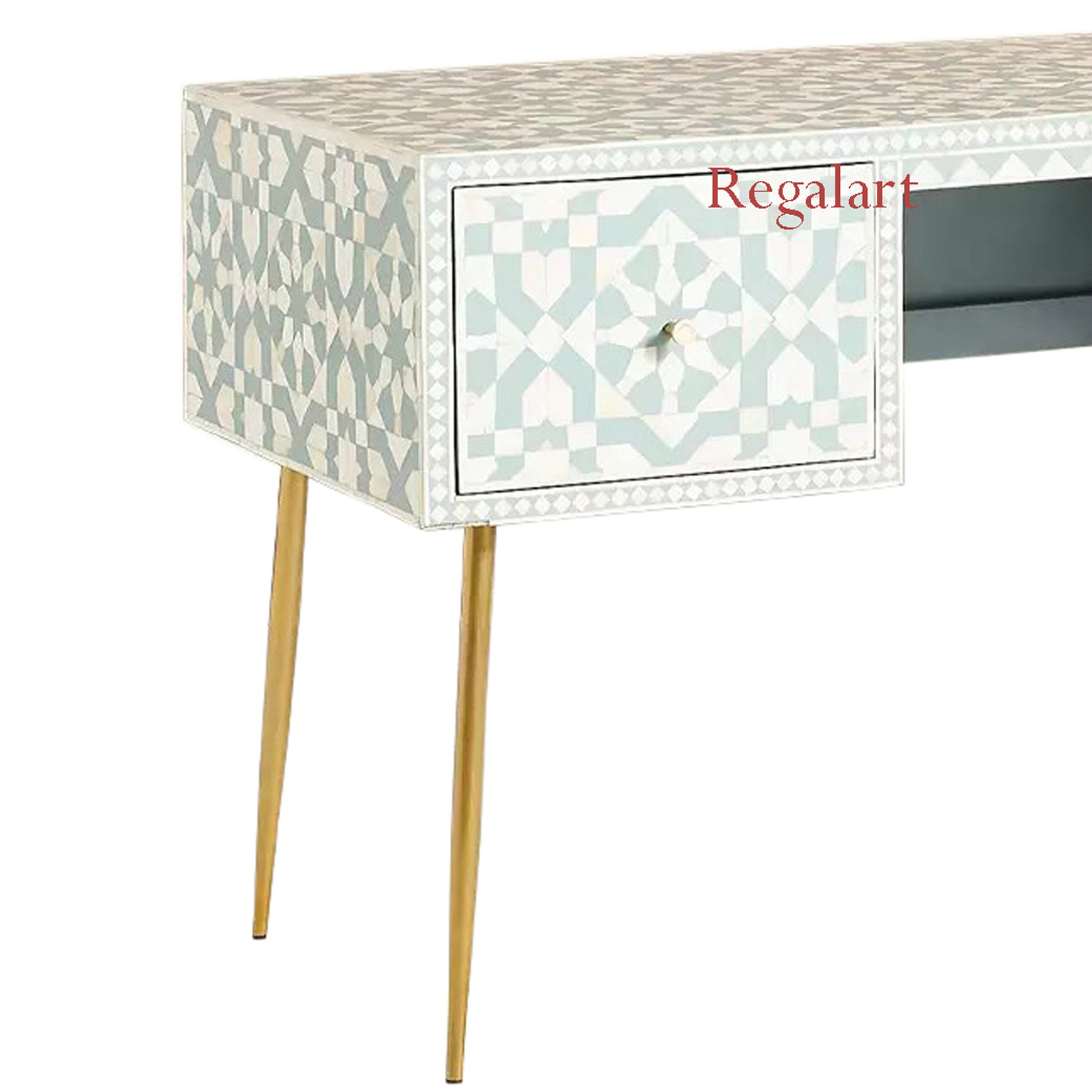 Bone Inlay Work Desk, Bone Inlay Laptop Table Study Table Bedroom Decor Table