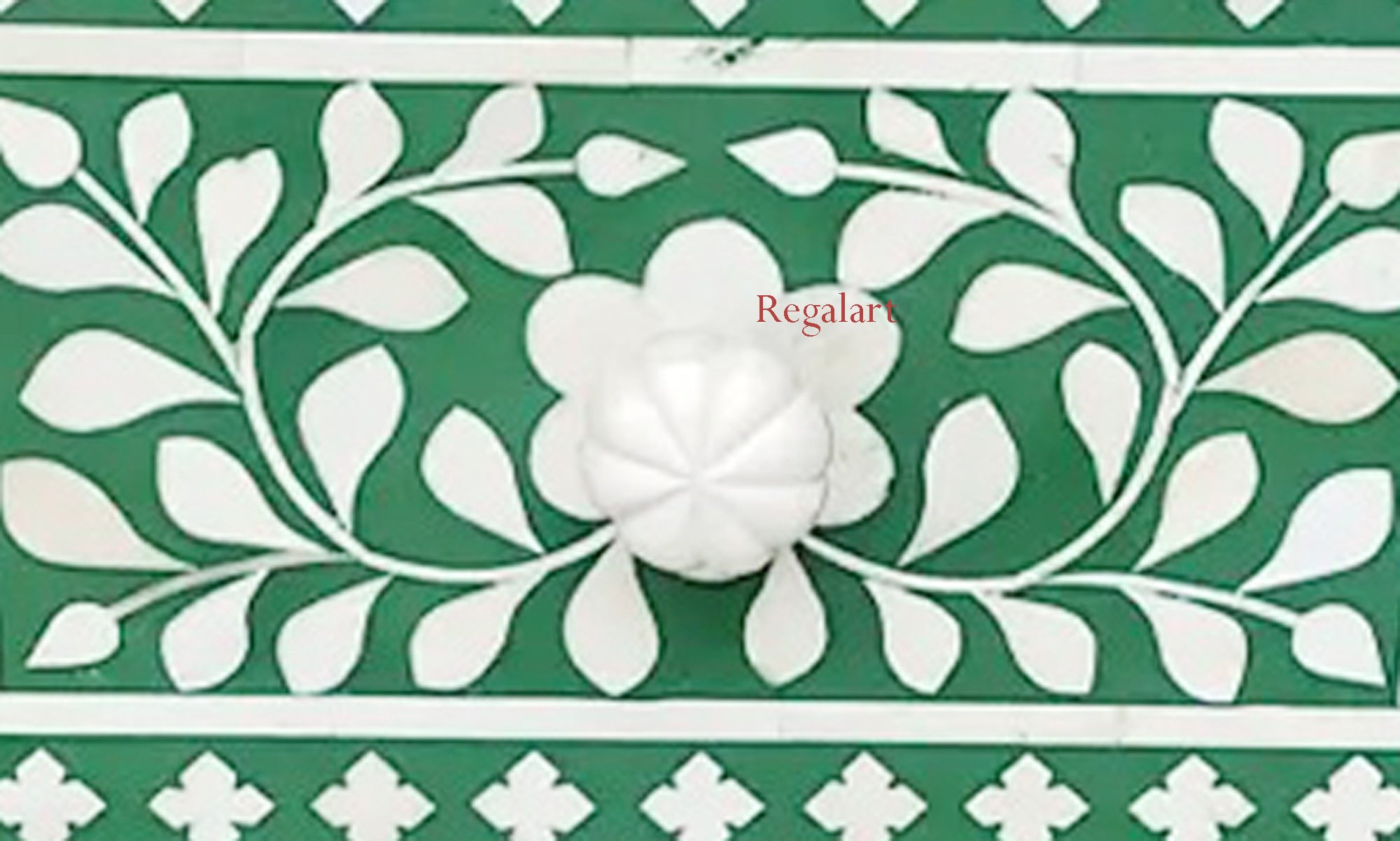 Bone Inlay Bedside Nightstand Table Vintage Floral Desing Handmade 2 Drawer Table Home Decor