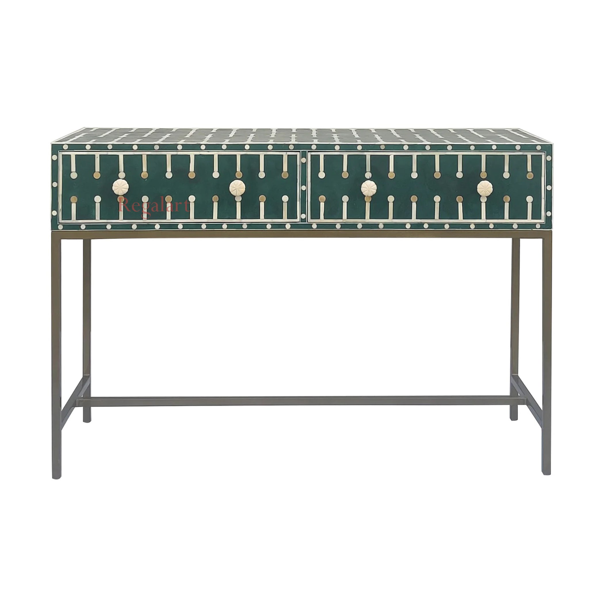 Bone Inlay Wooden Modern Console Table Unique Pattern Console Table Furniture
