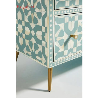 Handmade Bone Inlay Chest of Drawers | Moroccan Storage Solution | Elegant Bone Inlay Furniture