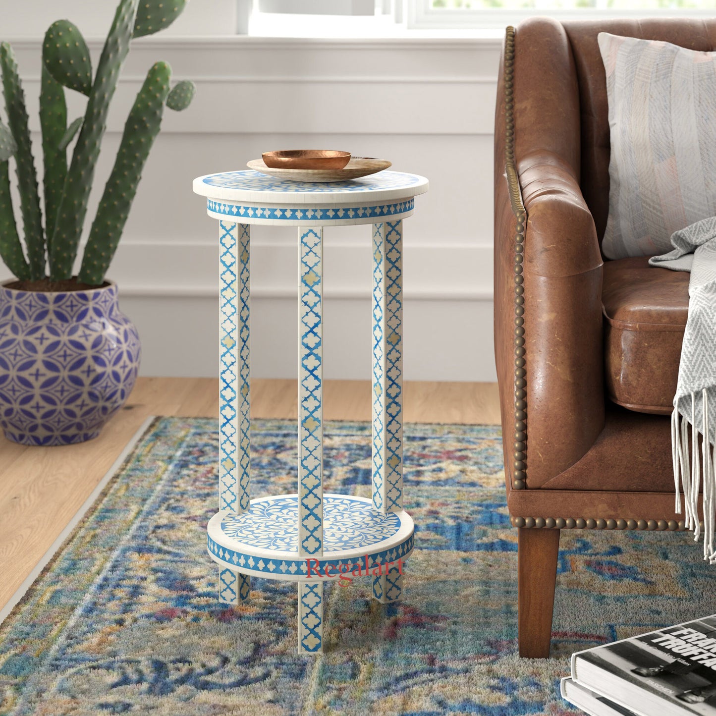 Handmade Bone Inlay Stool & End Table | Stunning Decor Furniture