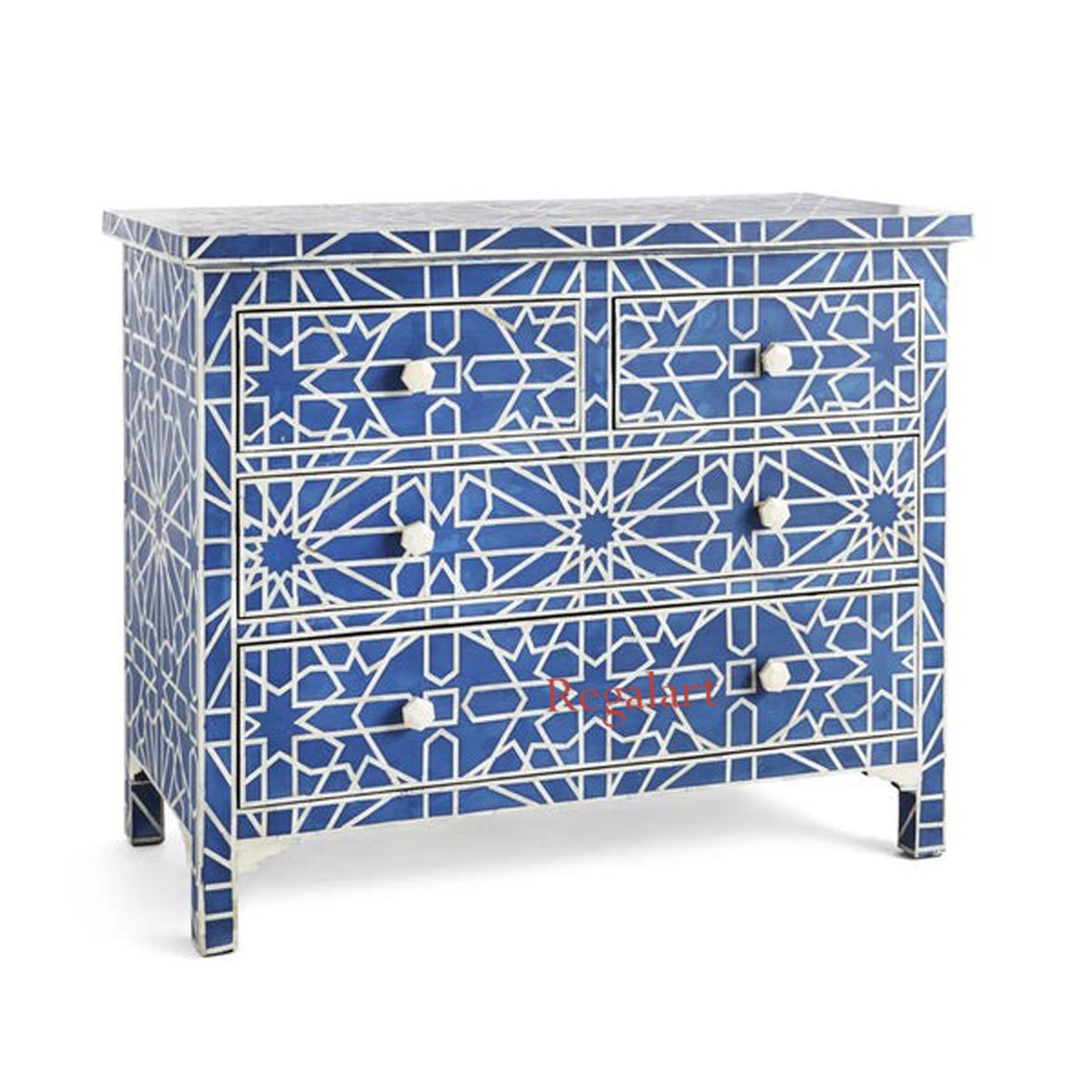 Bone Inlay 4-Drawer Chest | Handmade Moroccan Dresser