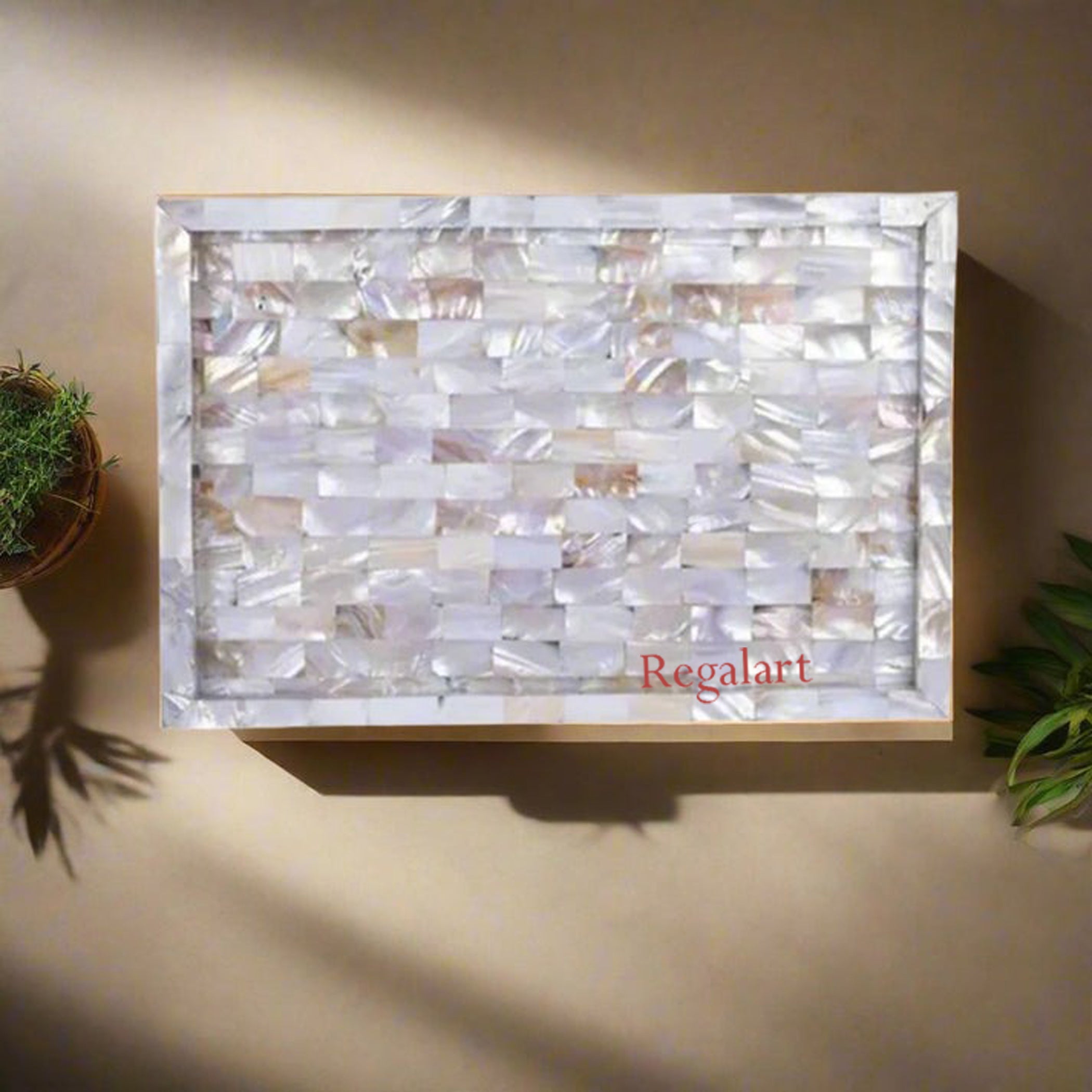 Mother of Pearl Serving Tray | Handmade Kitchen Decor Art