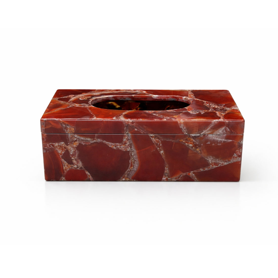 Red Onyx Tissue Box | Handmade Napkin Holder Decor