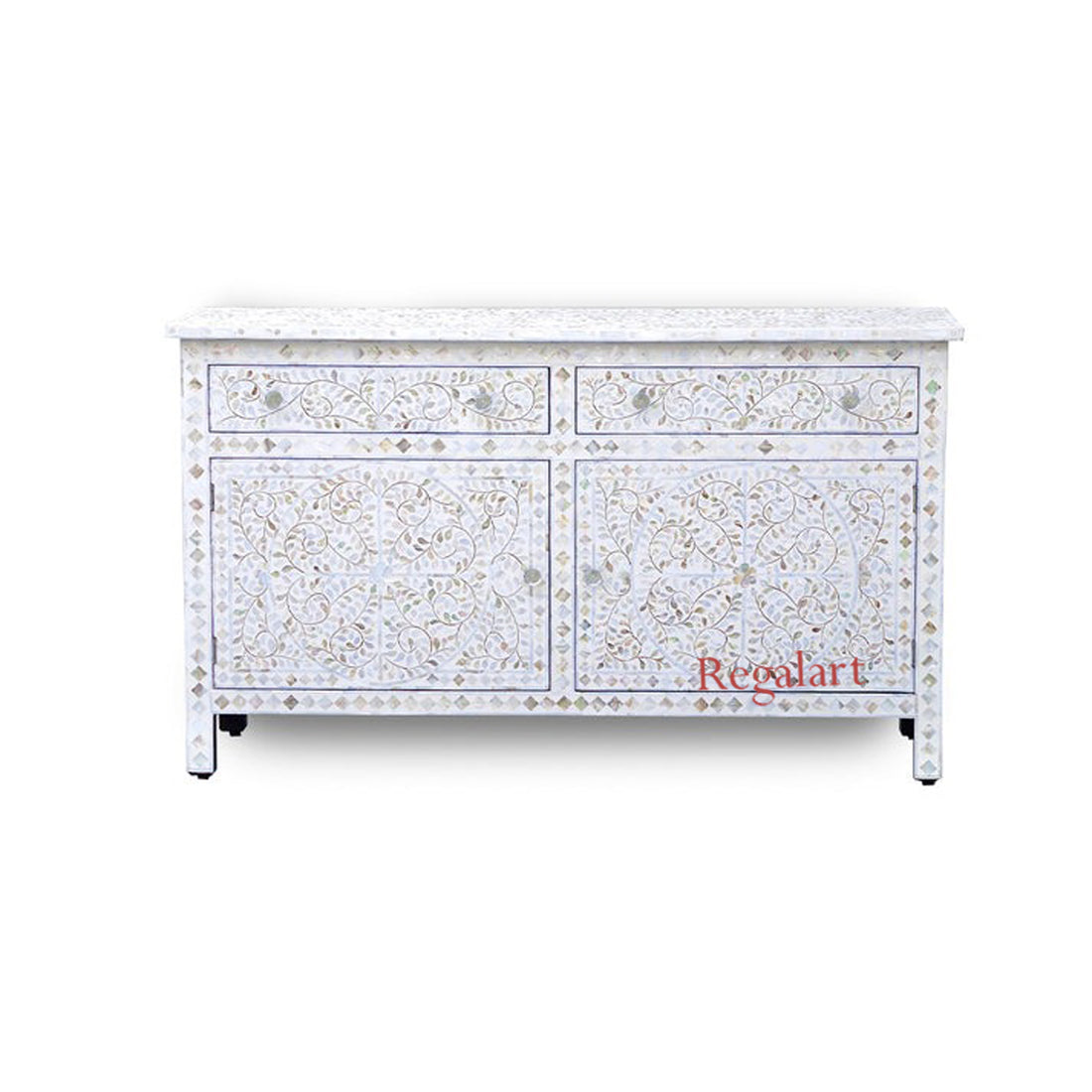 Mother of Pearl Buffet Sideboard | Floral Cabinet Decor