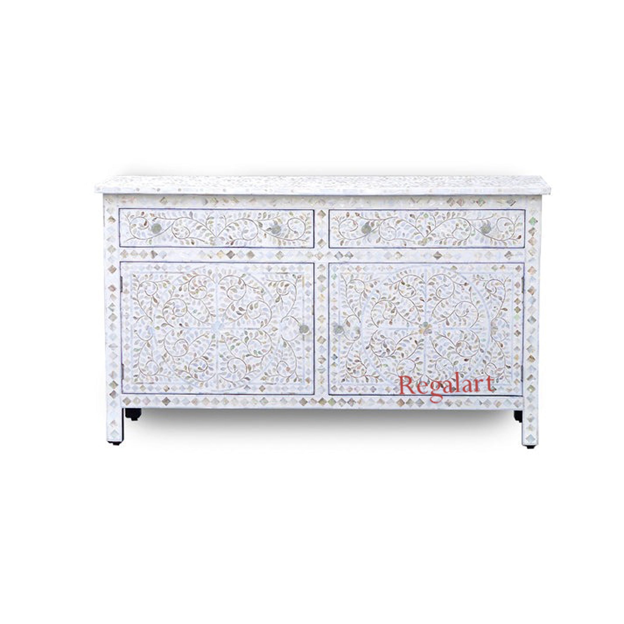 Mother of Pearl Buffet Sideboard | Floral Cabinet Decor