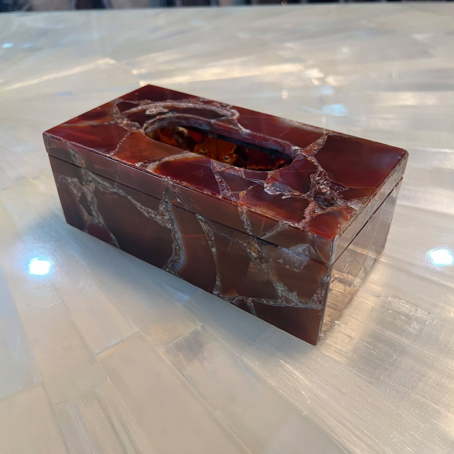 Tissue Box, Napkin Holder, Tissue Holder –Handmade Red Onyx Stone Napkin Paper