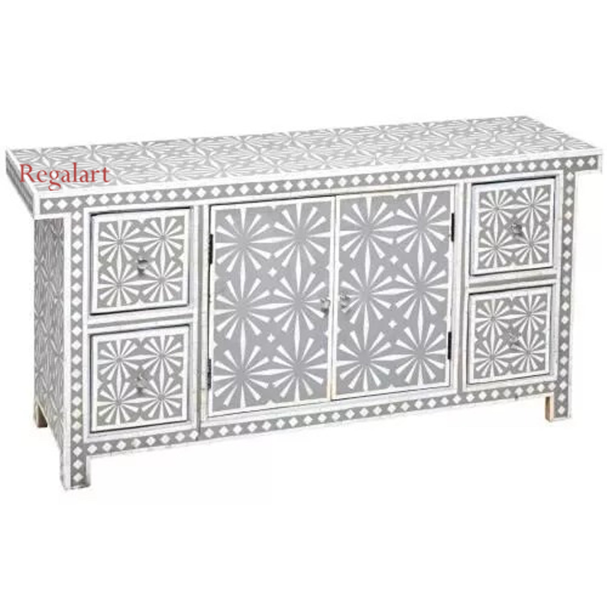 Bone Inlay Sideboard Snow In Grey Door Dresser Storage Cabinet Home Décor Furnit