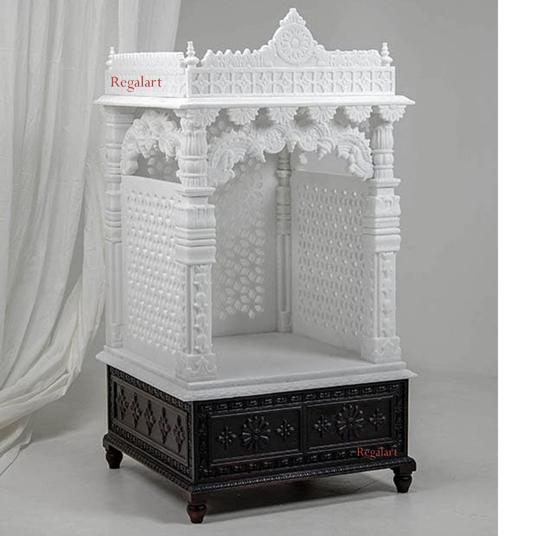 Handcrafted Vietnam Marble Mandir | White Stone Home Temple Decor