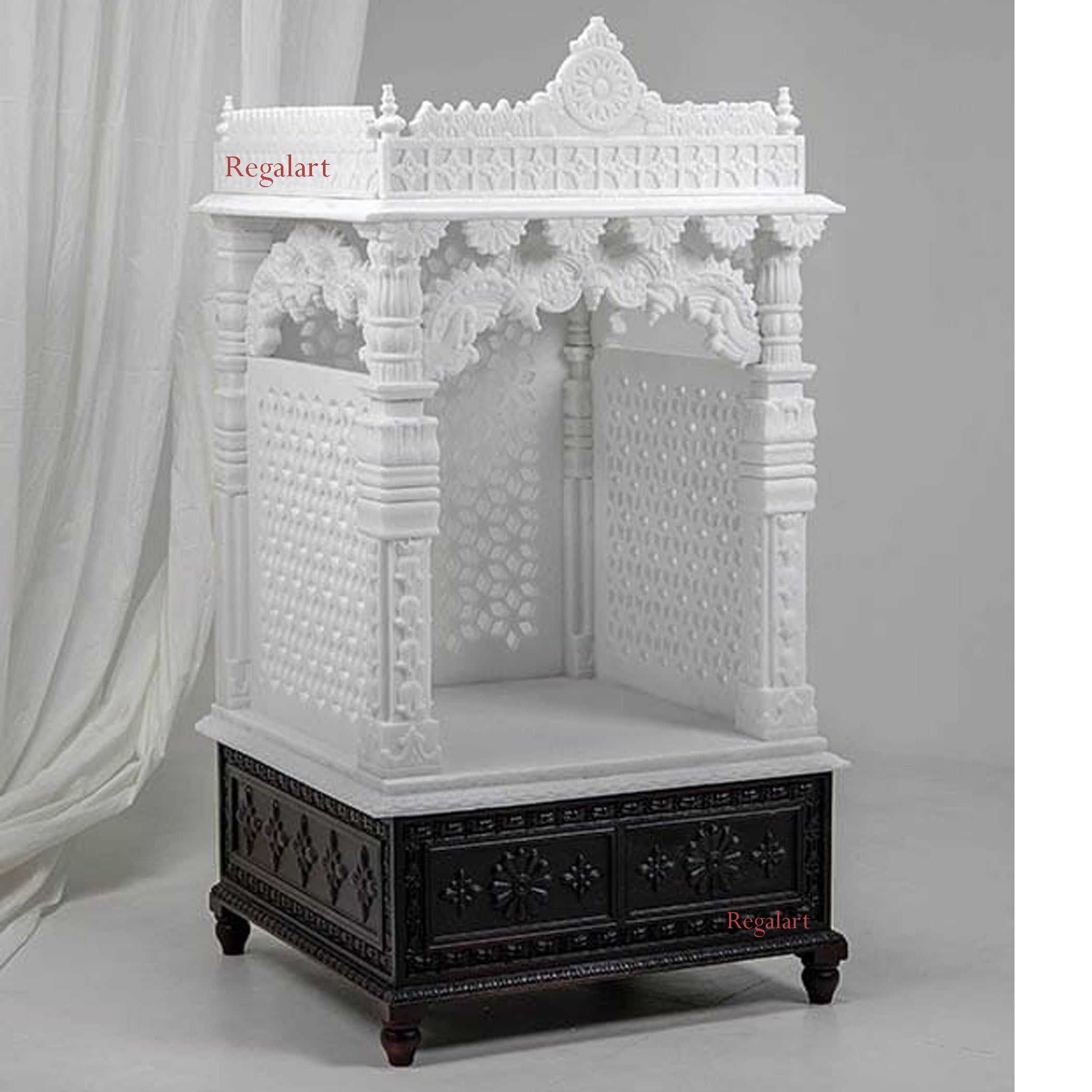 Handcrafted Vietnam Marble Mandir | White Stone Home Temple Decor