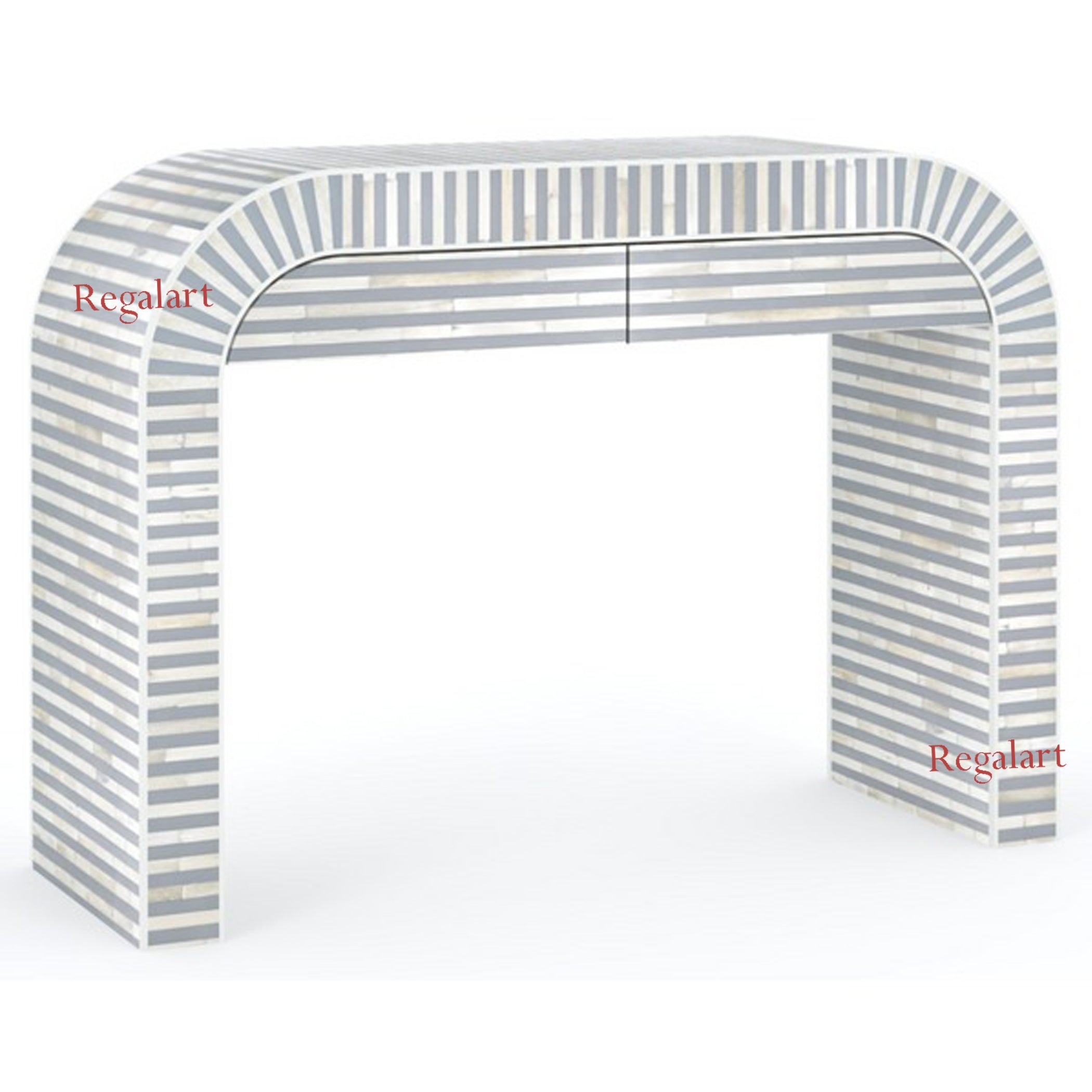 Luxury Bone Inlay Waterfall Console Table – Striped Design
