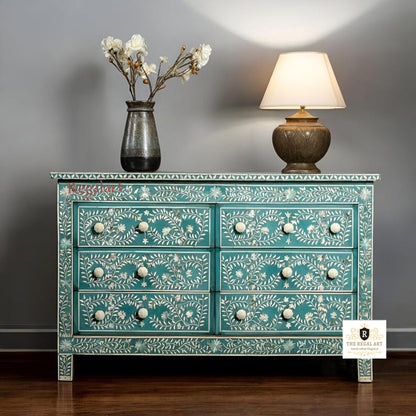 Luxury Petal Pattern Chest | Stylish Buffet | Handmade Home Decor