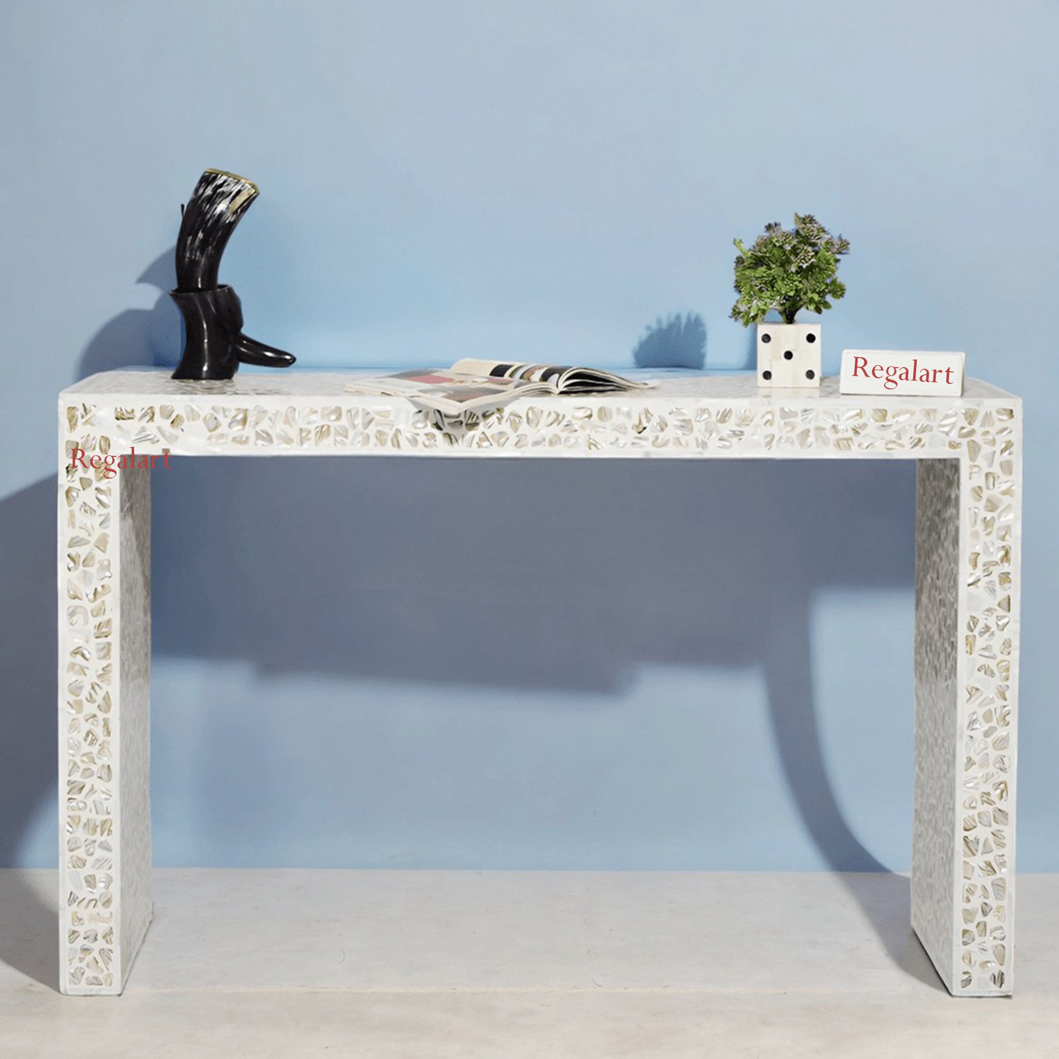 Mother of Pearl Console Table | Handmade Study Desk Decor