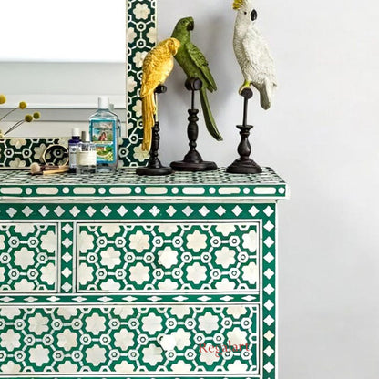 Handmade Star Pattern Bone Inlay Dresser | Elegant Home Storage