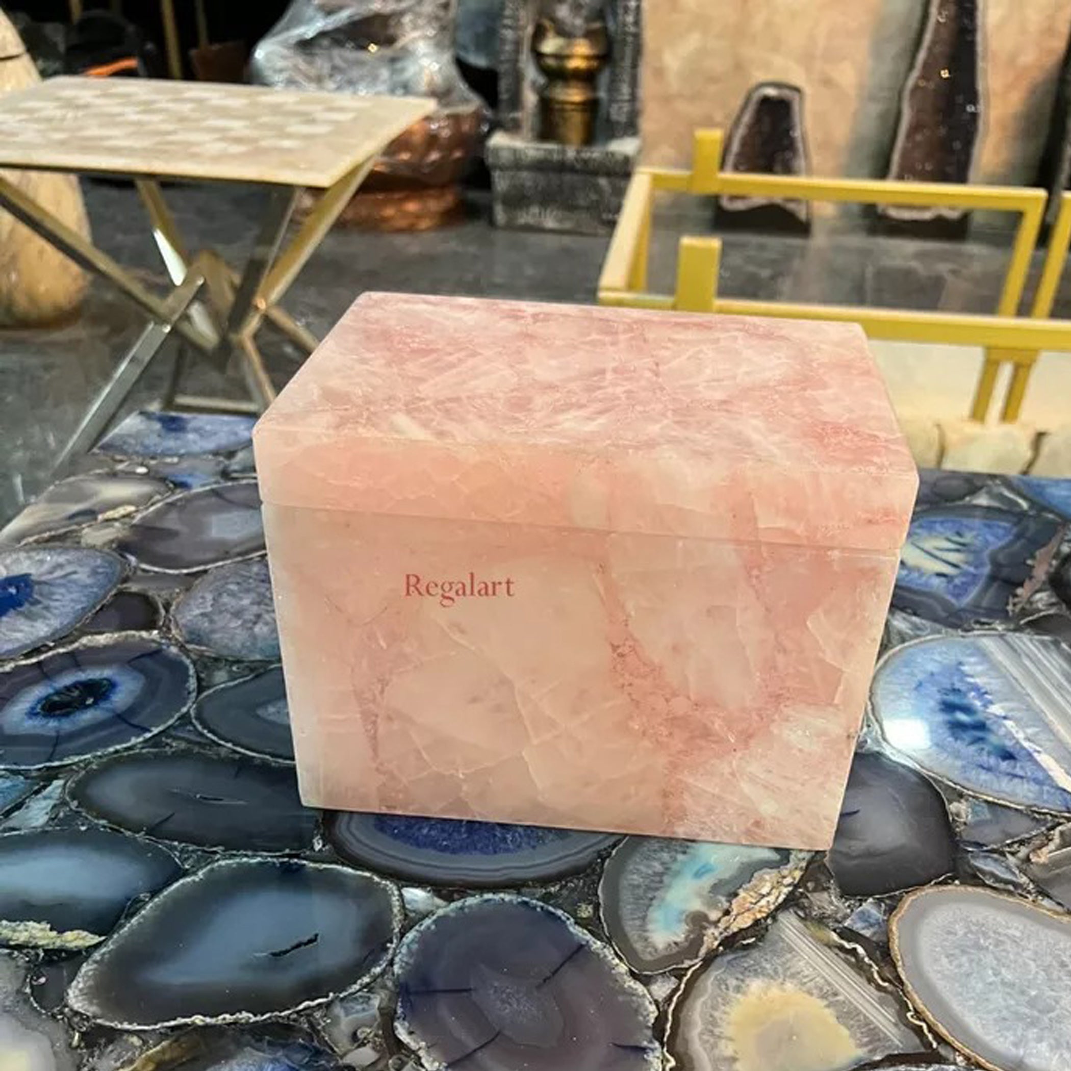 Gemstone Jewelry Box | Rose Quartz Luxury Decor Art