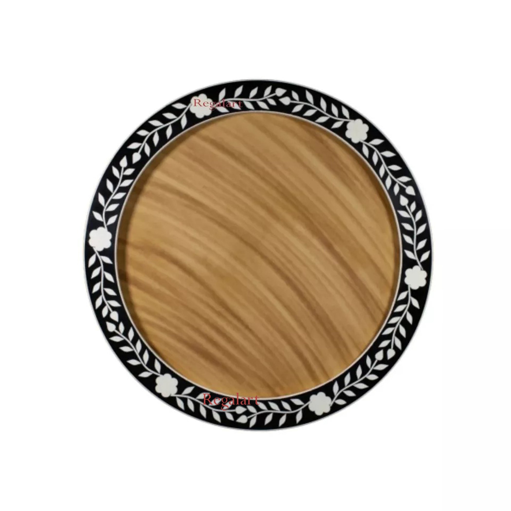Handmade Bone Inlay Mirror | Black Floral Wall Decor