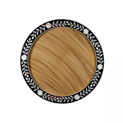 Handmade Black Floral Bone Inlay Mirror Frame - Modern Home Décor Art