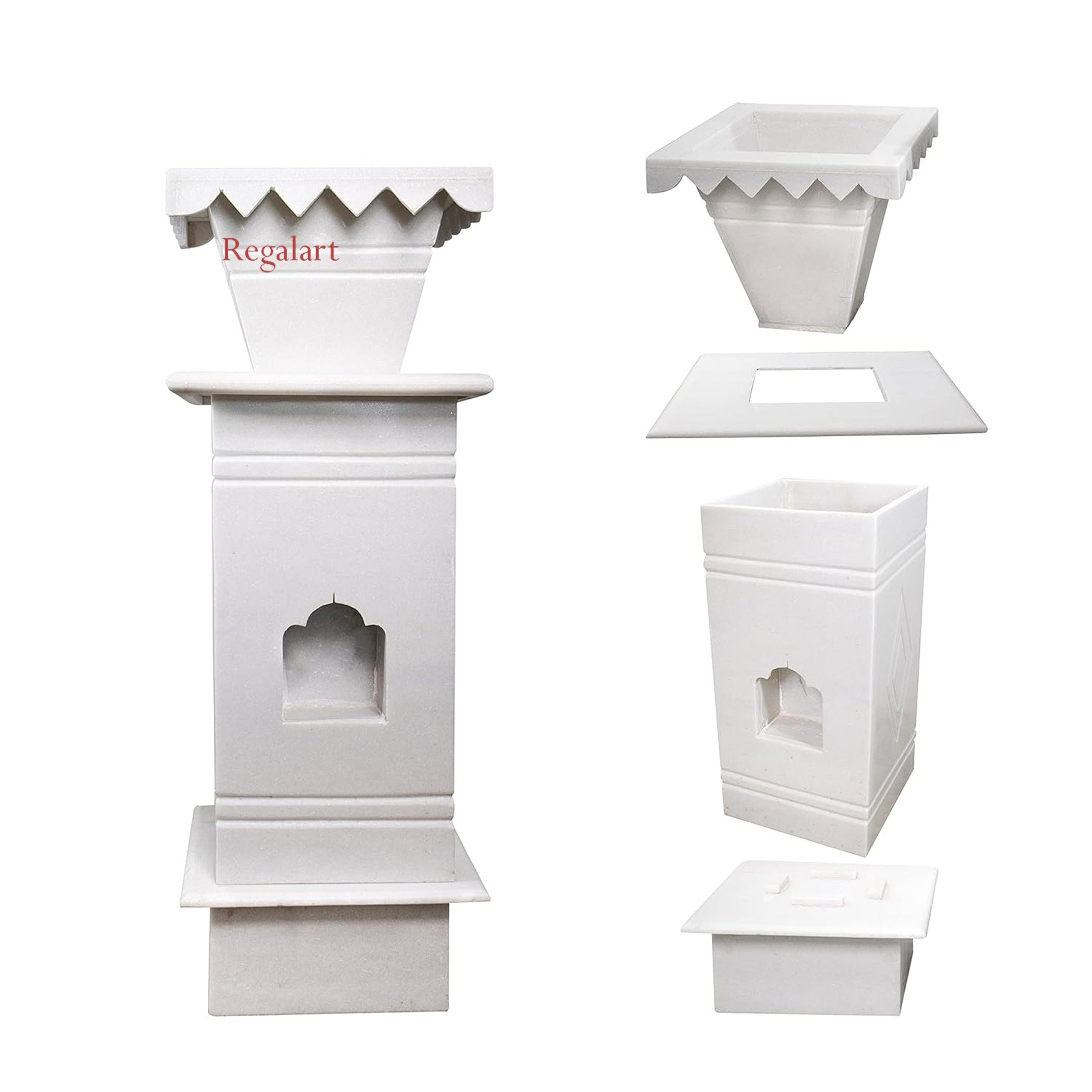 White Marble Tulsi Planter | Elegant Home Garden Decor Pot