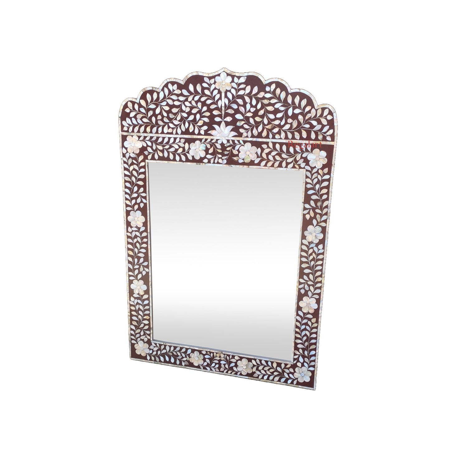 Mother of Pearl Wall Mirror Frame with Floral Pattern Bedroom Home Decor Mirror