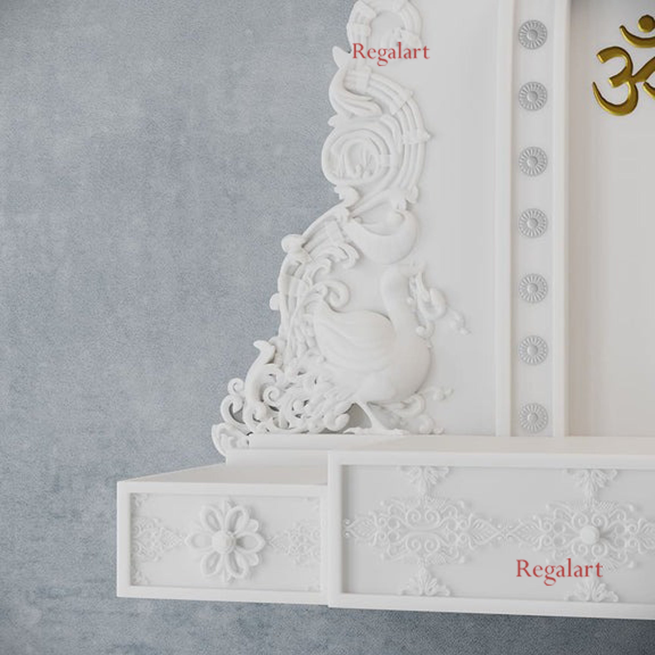 Mukut White Marble Temple for Home | Handcrafted Pooja Mandir | Customizable God Shrine for Spiritual Decor | Elegant Home & Office Altar