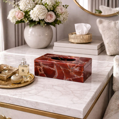 Tissue Box, Napkin Holder, Tissue Holder –Handmade Red Onyx Stone Napkin Paper