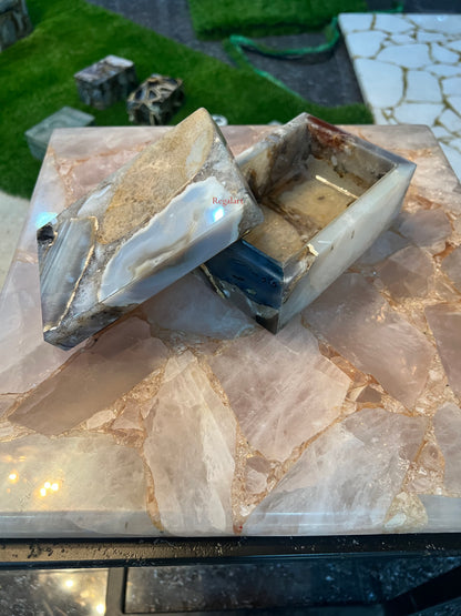 Jewellery Box, Storage Box, Mix Agate Stone Home Decorative