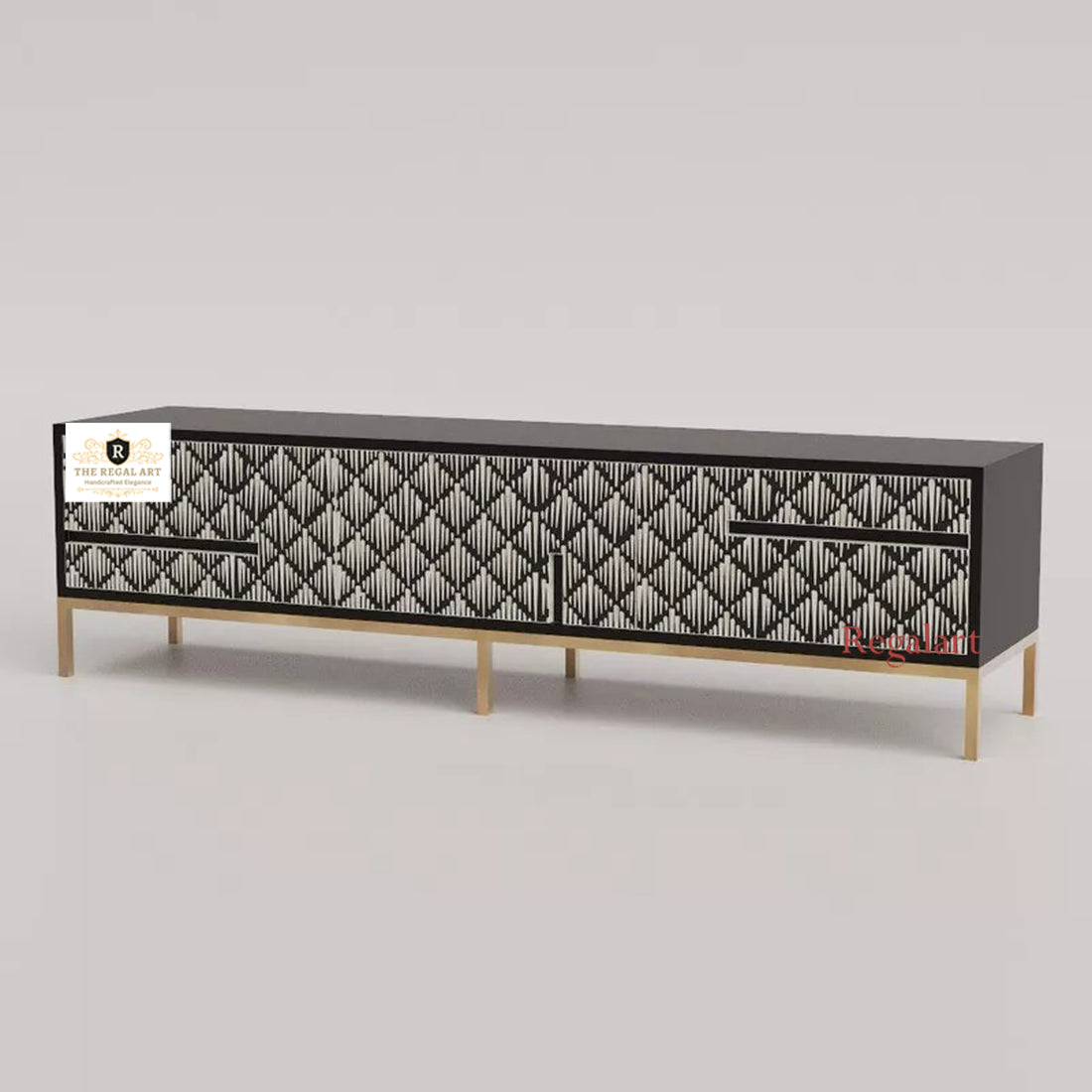 Bone Inlay Media Unit | Moroccan Entertainment Media Console