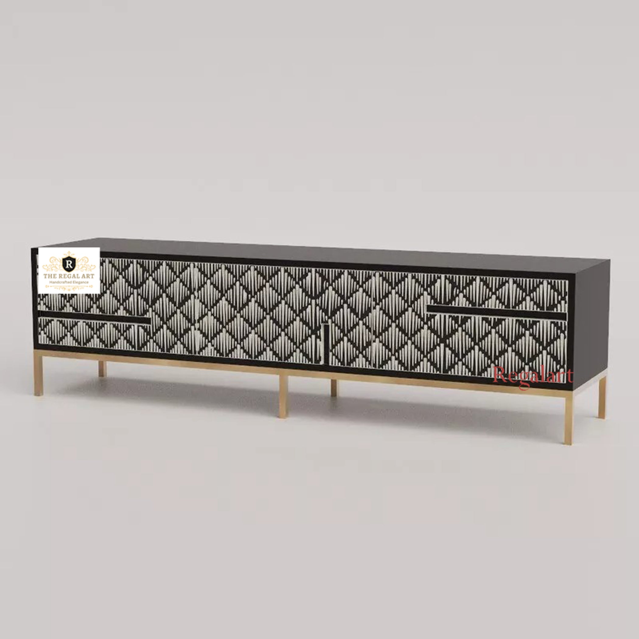 Bone Inlay Media Unit | Moroccan Entertainment Media Console