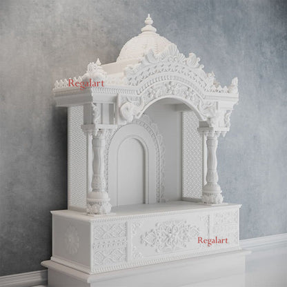 Elegant White Marble Temple for Home Decor | Handcrafted Pooja Room Mandir | Customizable God Shrine for Home & Office | Spiritual Décor Ideas"