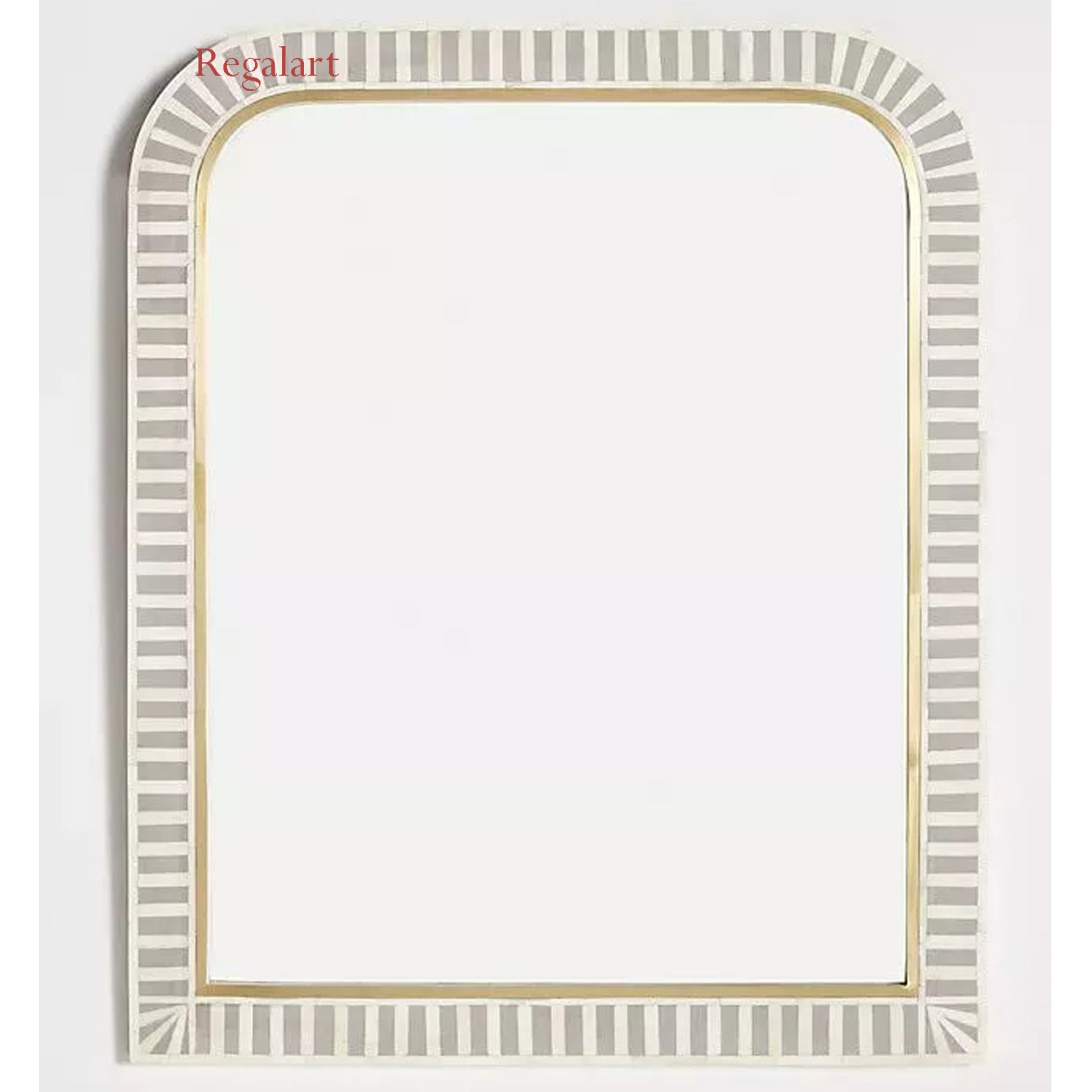 Bone Inlay Mirror | Grey Waterfall Stripe Luxury Frame