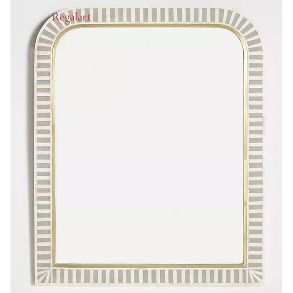 Luxury Waterfall Stripe Mirror Frame – Bone Inlay Wall Accent