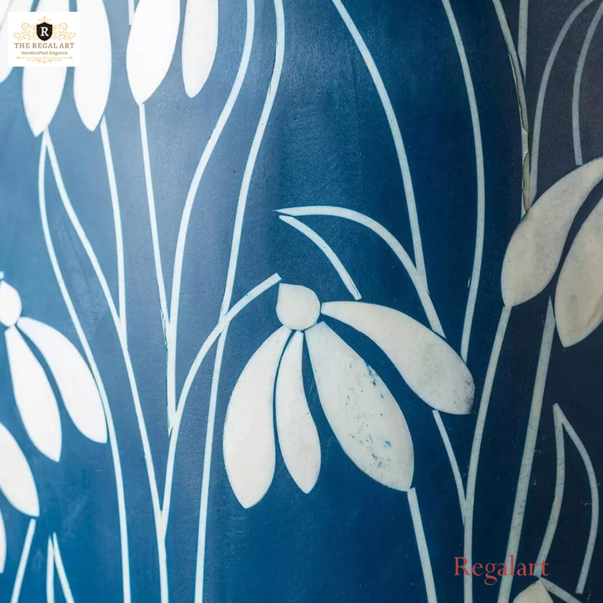 Snowdrop Indigo Bone Inlay Cabinet | Luxury Handmade