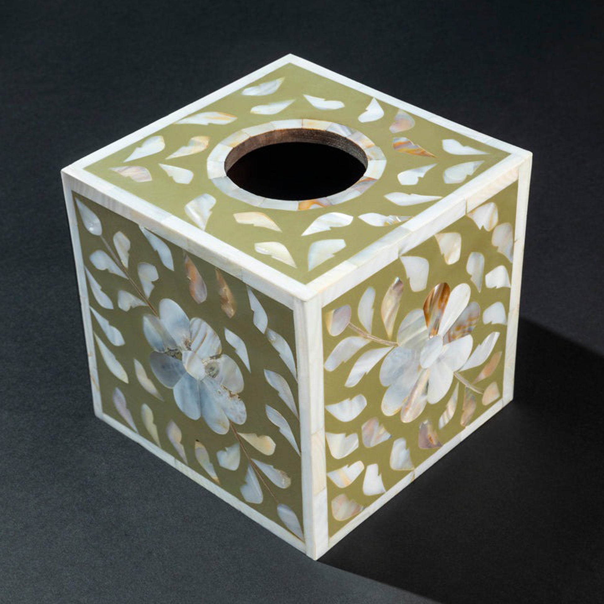 Mother of pearl tissue box holder home decor mother of pearl floral design