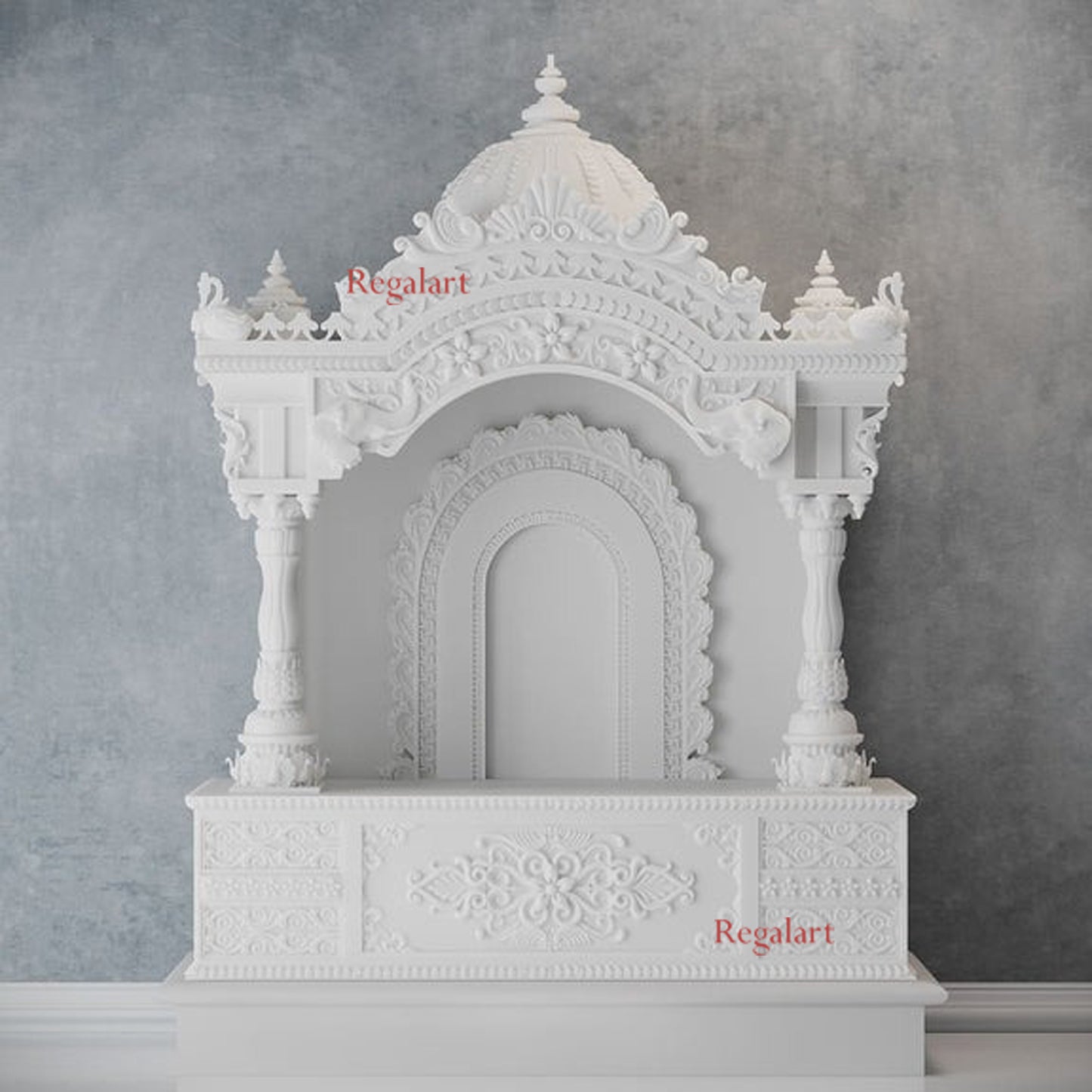 Elegant White Marble Temple for Home Decor | Handcrafted Pooja Room Mandir | Customizable God Shrine for Home & Office | Spiritual Décor Ideas"