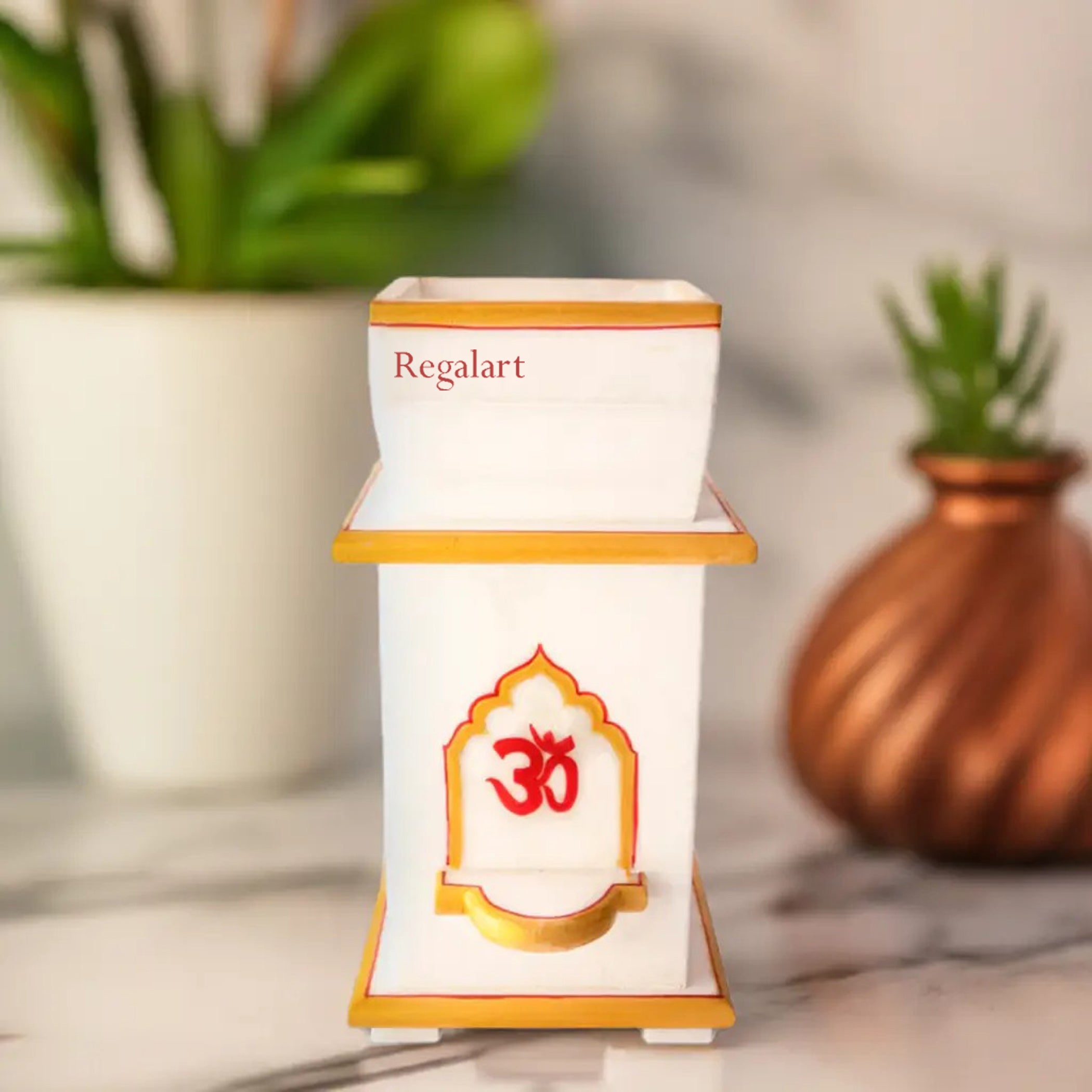 Marble Tulsi Planter Stand | Handmade Tulsi Pot Home Garden Decor