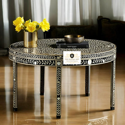 Mother of Pearl Floral Coffee table- round design coffee table