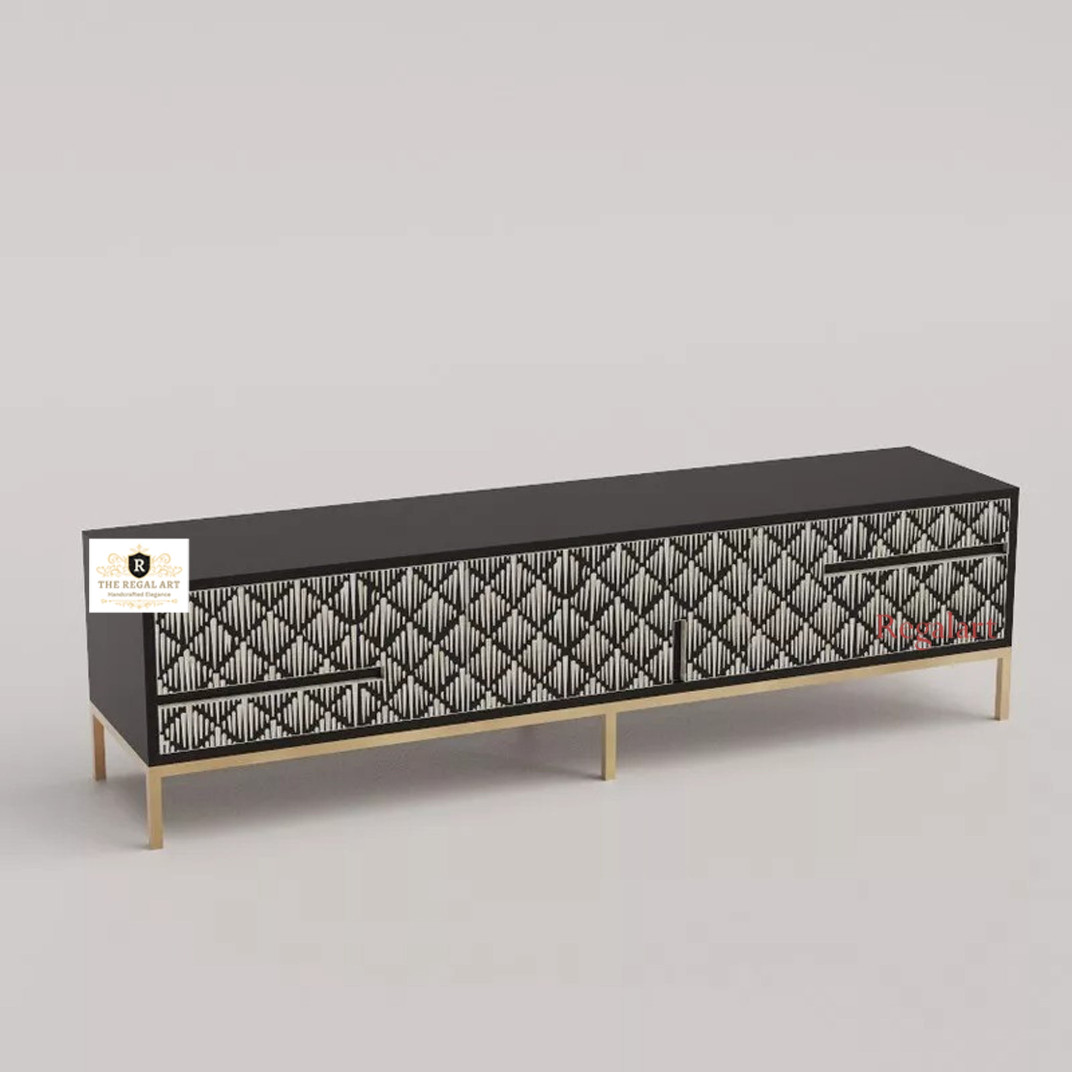 Bone Inlay Media Unit | Moroccan Entertainment Media Console