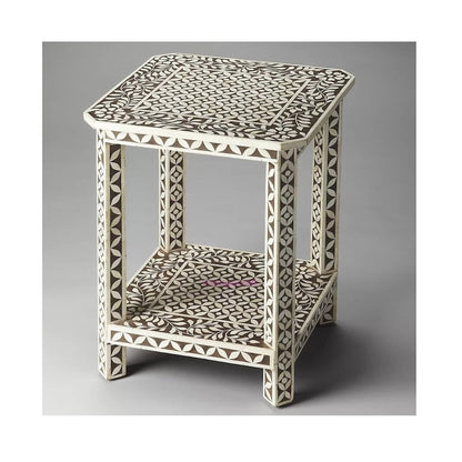 Bone Inlay Floral Pattern Side Tables, End Stools for Chic Home Decor