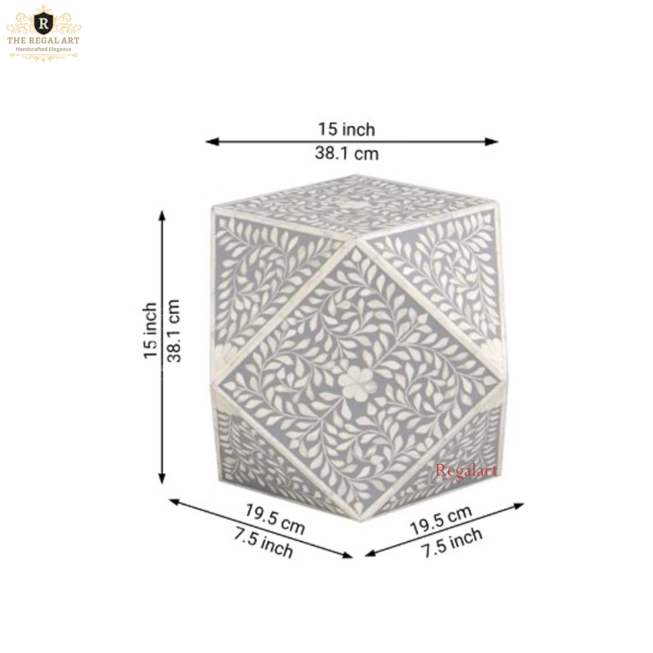 Callum Bone Inlay Side End Table | Elegant Nightstand for Bedroom and Living Room Décor