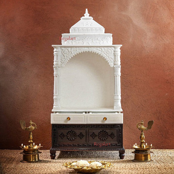 White Marble Temple | Handmade Home Mandir Luxury Decor