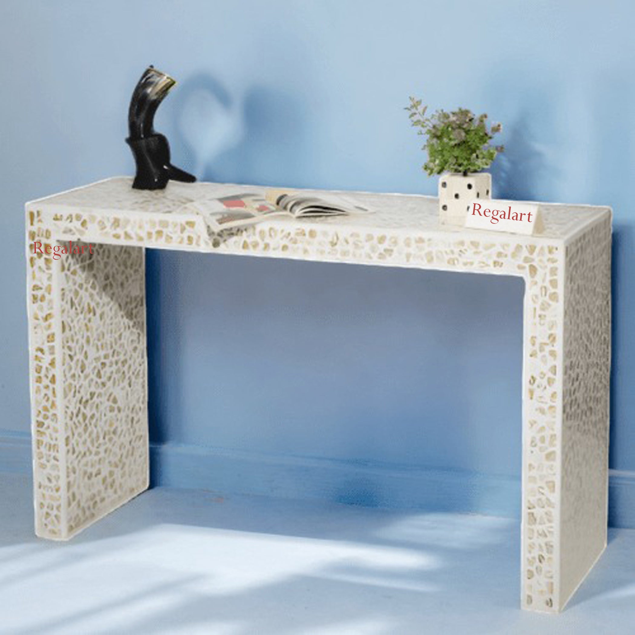 Mother of Pearl Console Table | Handmade Study Desk Decor